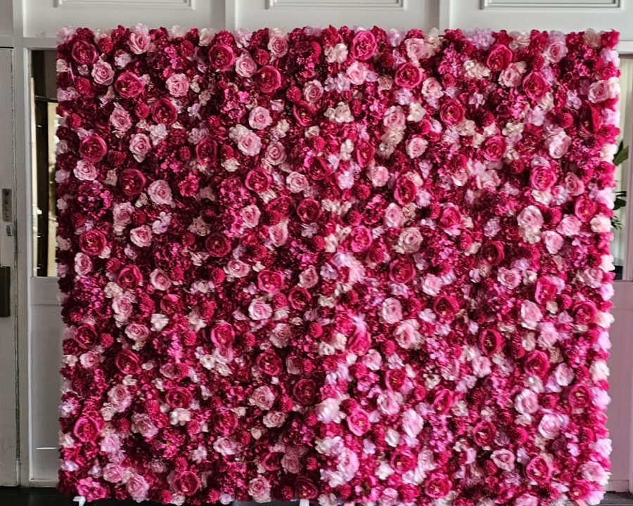 Flower wall in hot pink for hire