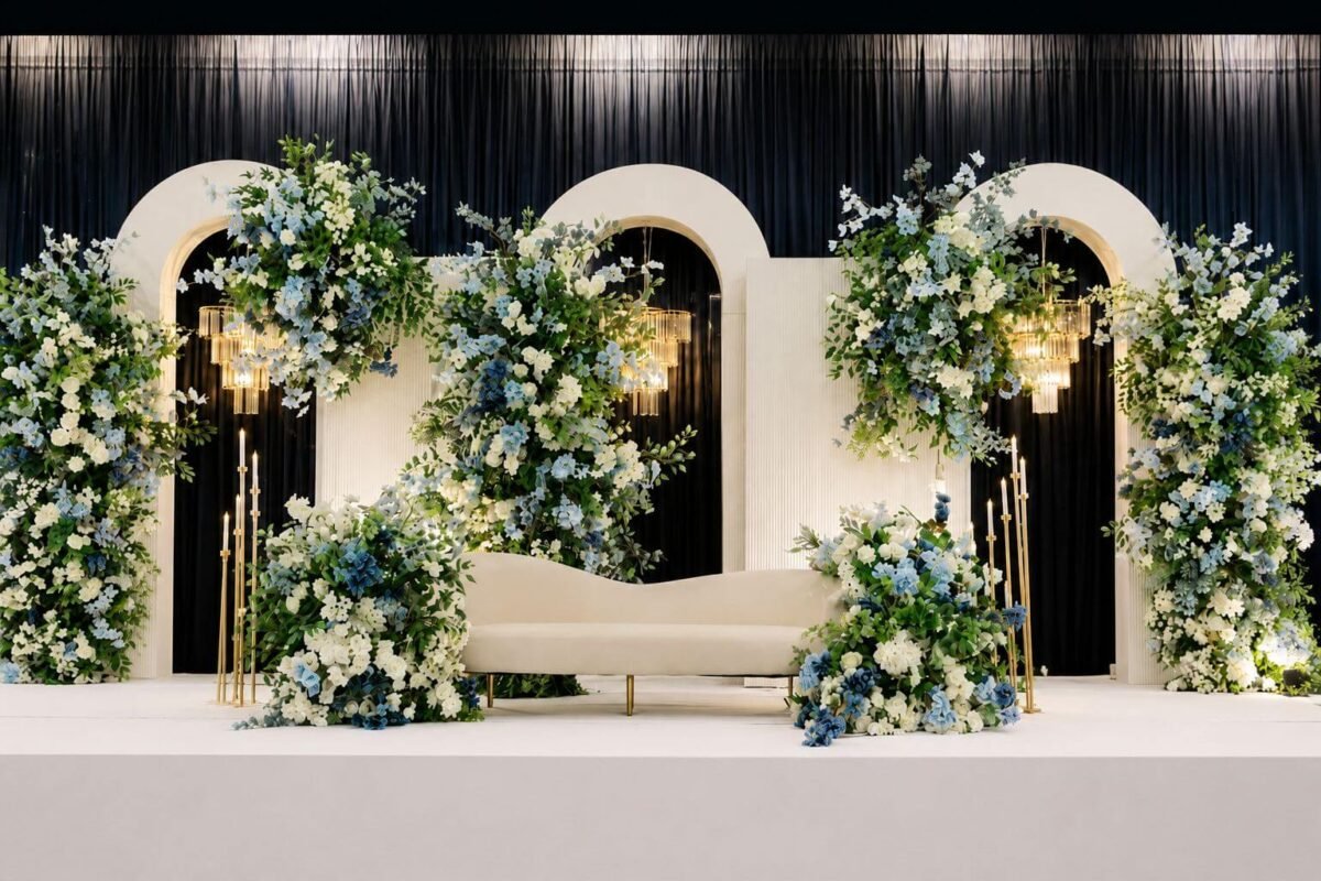wedding stage floral arrangements